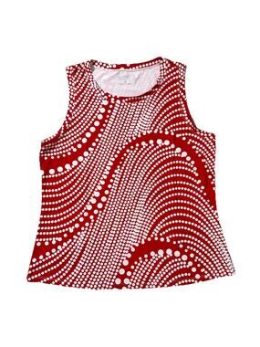 Acegolfs Polka Dot Tank Top Shirt Medium Red White Swirl Sleeveless Blouse NWT